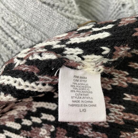 Element Pinned Sweater Fits Size Medium Gray Cardigan Boho Western Fair Isle - Picture 14 of 16